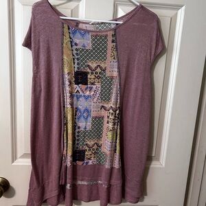 ODDY Purple Asymmetrical Graphic Tunic